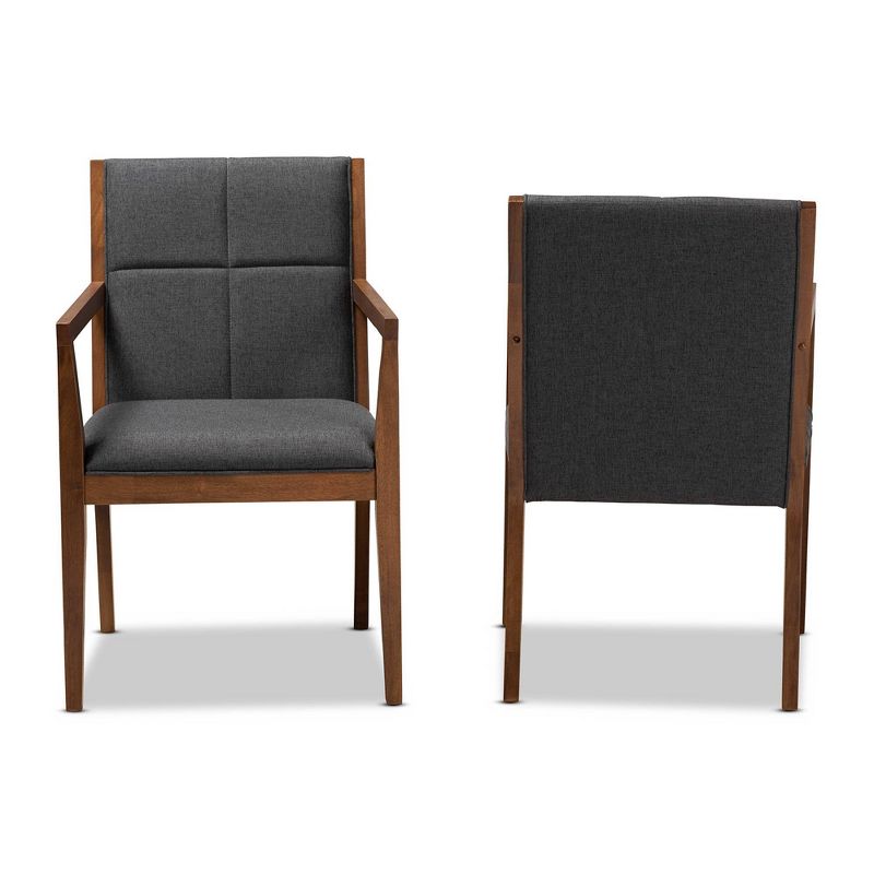Set of 2 Theresa Fabric Upholstered Wood Living Room Accent Chair - Baxton Studio, 3 of 11