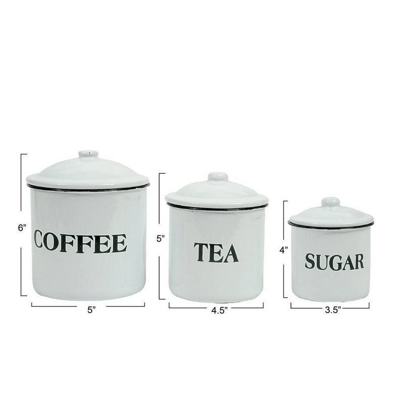 Storied Home Set of 3 &#39;Coffee Tea Sugar&#39; Metal Containers with Lid, 6 of 11