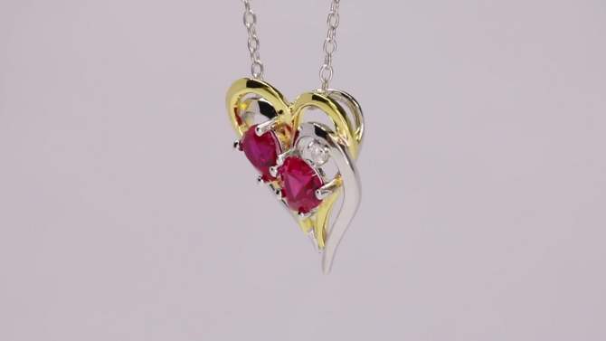 1.17 CT. T.W. Created Ruby and 0.02 CT. T.W. Diamond Prong Set Pendant Necklace in Sterling Silver - Red, 2 of 4, play video