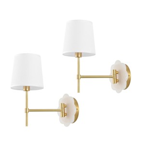 Lyssine 11.5" Wall Sconce (Set of 2) - SCN4116 - Brass/White - Safavieh - 1 of 4