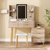 TopComfy Vanity Tables 7 Drawer Vanity Desk with Mirror Makeup Table Dressing Table with Jewelry Storage for Bedroom, Brown, 39.37"*15.75"*51.18" - 2 of 4