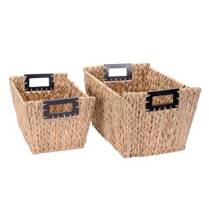 Hastings Home Rectangular Handmade Wicker Baskets - Natural, Set of 2 - 1 of 4