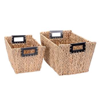 Hastings Home Rectangular Handmade Wicker Baskets - Natural, Set of 2