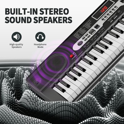 SKONYON 61-Key Portable Electric Keyboard Set Piano Kit With Lighted Keys