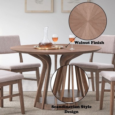 Sapphtopaz Round Dining Table Kitchen Table Wooden Dining Table for 4 with Sturdy Pedestal