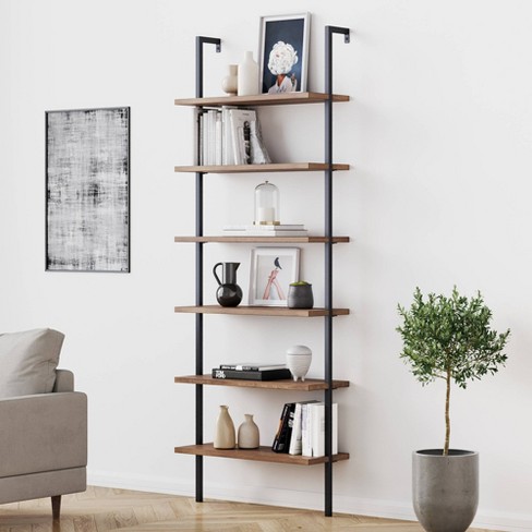 6-Tier Wood Bookcase, 72 Large Tall Bookshelf with Storage