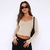 Coolmee Womens Long Sleeve Going Out Crop Tops Sweetheart Neck Cute T Shirts Side Slit Tees - 4 of 4
