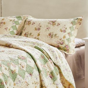 Bliss Reversible Cotton Pillow Sham King 20" x 36" Ivory by Greenland Home Fashion - 1 of 4