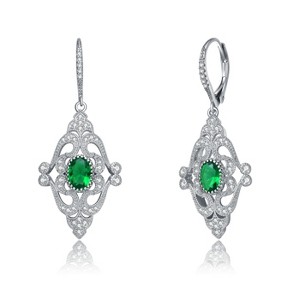 Guili Sterling Silver Oval and Round CZ Leverback Earrings, Dazzling and Classic Jewelry Piece to Enhance Your Outfit with Sparkling Charm - 1 of 3