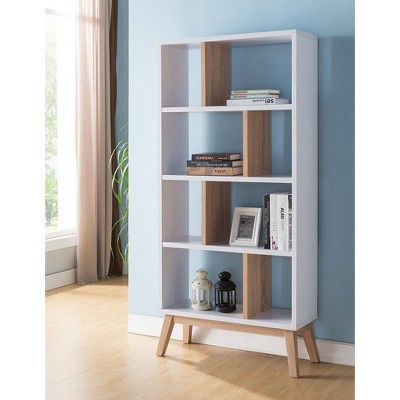 NicBex Bookcases for Living Room 4-Tier 65.25" H Display Storage Cabinet 2-Toned Bookcase with 4 Shelves for Home Office