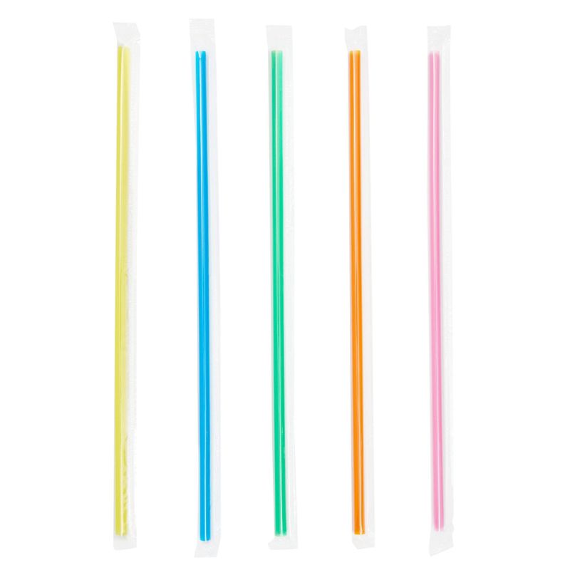 Stockroom Plus 600 Bulk Pack Long Drinking Straws, Disposable Plastic Straw Individually Wrapped, 5 Colors, 10.2 In, 5 of 10