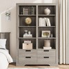 72" Tall Farmhouse Bookshelf w/ 4 Drawers, 6-Tier Double Wide Storage Bookcase for Home Office & Living Room - 2 of 4
