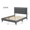 Button Tufted Upholstered Headboard Bed Frame, Sturdy Metal Foundation with Wood Slats, No Box Spring Needed, Platform Design for Bedroom. - 2 of 4