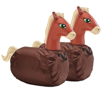 HearthSong Set of Two Inflatable Ride-On Hop ‘n Go Horses for Kids' Active Play