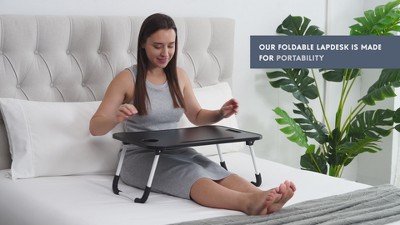 Nestl Large Black Foldable Laptop Desk with Cup Holder