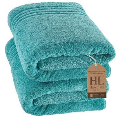 Hawmam Linen Jumbo Large Bath Sheets Towels 2-Pack 35 x 70 Inches Soft and Absorbent, Premium Quality 100% Cotton Towels