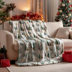 Lomsoe Christmas Flannel Blanket Throw, Christmas Trees Reindeer Snow Soft Flannel Blankets for Couch Sofa Bed. - 1 of 4