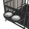 NicBex 31.5Inch Dog Crate Decorative Dog Cage Table with 2 Doors and Wheels,Wooden Dog Cage End Table with 2 Feeding Bowls for Indoor Use,Gray - 3 of 4