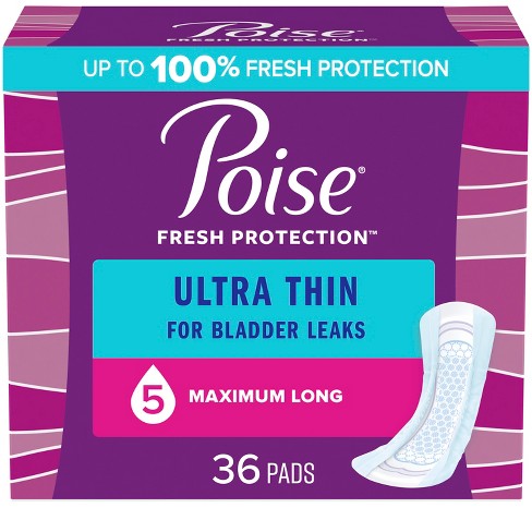 Poise Incontinence Pads for Women, 8 Drop, Overnight Absorbency