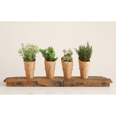 8.5" x 6" Set of 4 Artificial Plants in Paper Wrapped Pots - 3R Studios