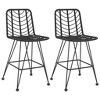 vidaXL Bar Stools 2 pcs Black 17.7 in.x22 in.x40.7 in. PE Rattan and Steel - 2 of 4