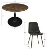 Harold+Bingo Modern 5 Piece Black Round Dining Table Set with Black Faux Leather Dining Chairs Set of 4 with Walnut Finish Legs-Maison Boucle - image 3 of 4