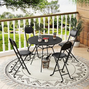 Vynxaria 4-Piece Folding Stool Set with Back - Portable & Comfortable Seating - 1 of 4