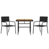 vidaXL 3 Piece Patio Dining Set Poly Rattan Black - 3 of 4