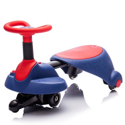 FONTOI Kids Ride On Wiggle Car, Retractable, Steering Wheel Rotates 360°, for Kids Aged 3+, Blue, 28.35"*12.99"*15.94"