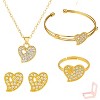 Rose Gold Alloy Heart - Shaped Crystal Modern Women's Jewelry Set - 2 of 4