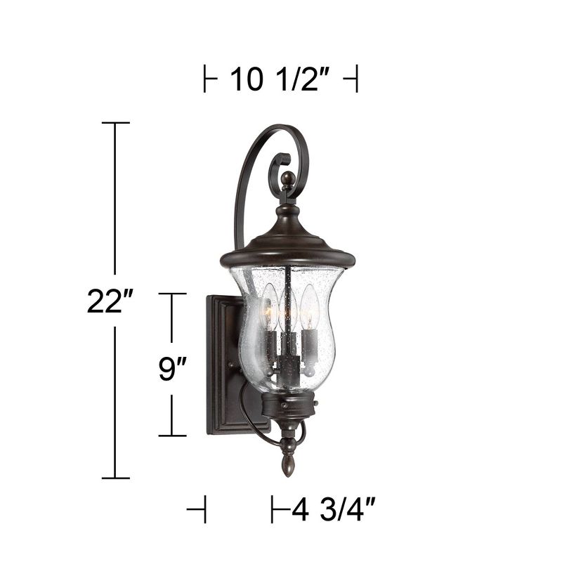 Franklin Iron Works Carriage Vintage Outdoor Wall Light Fixture Bronze LED 22" Clear Seedy Glass for Post Exterior Barn Deck House Porch Yard Patio, 4 of 10