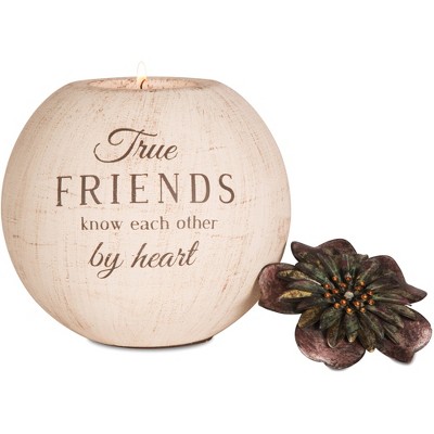 Pavilion Gift Company - True Friends - 5" Round Tealight Candle Holder - Candle Holders