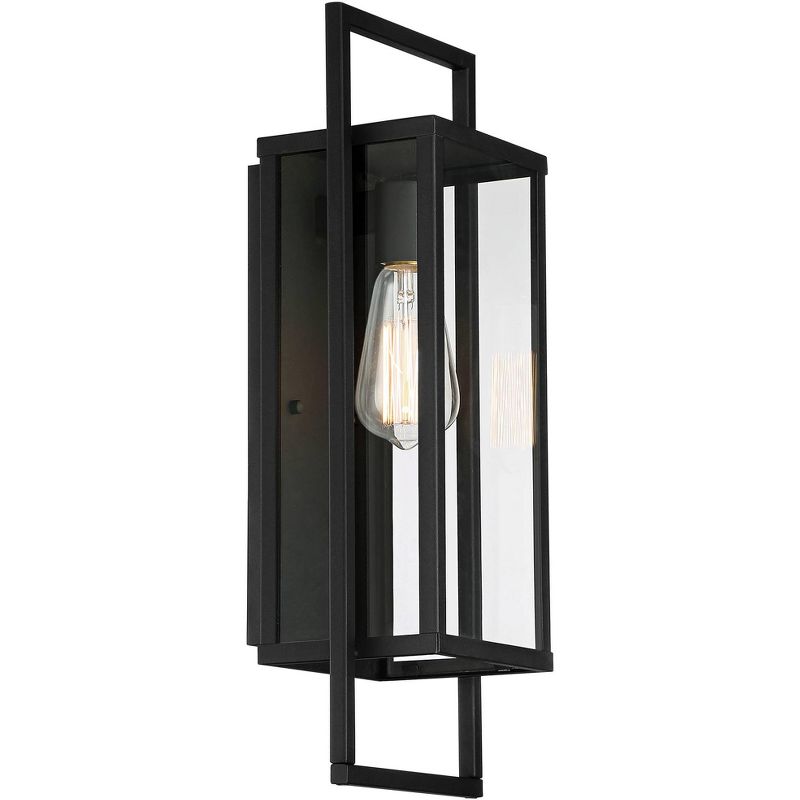 Possini Euro Design Jericho Modern Outdoor Wall Light Fixture Textured Black Metal 19" Clear Glass Panel for Post Exterior Barn Deck House Porch Yard, 5 of 10