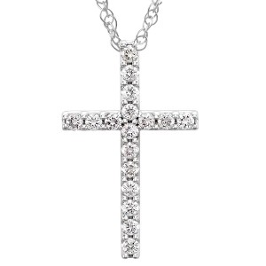 Pompeii3 1/3 Ct Diamond Cross Pendant Necklace 18" 10k White Gold 21mm Tall - 1 of 4