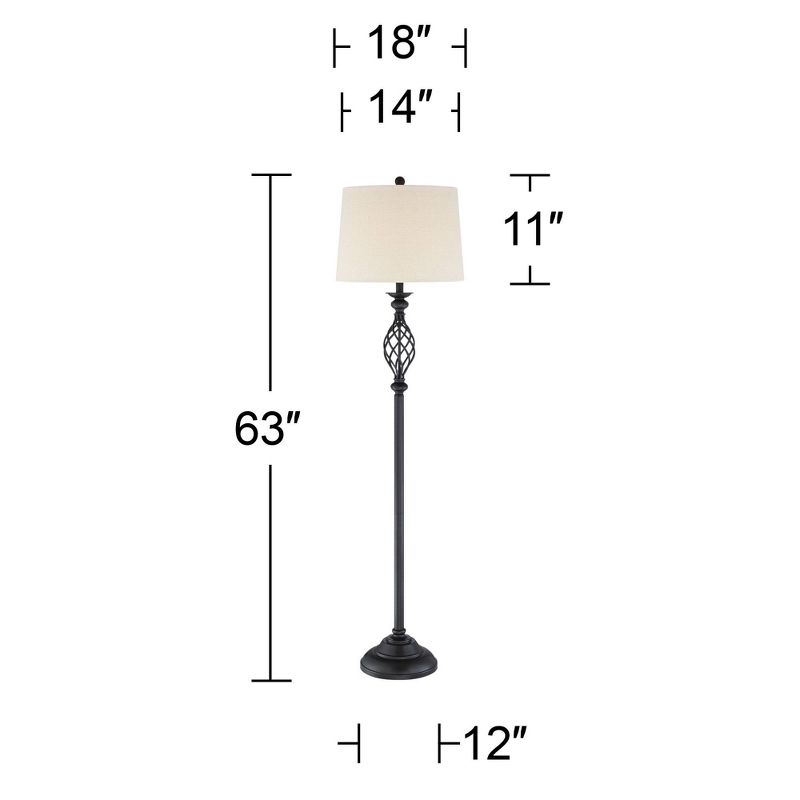 Franklin Iron Works Annie Traditional 63" Tall Standing Floor Lamps Set of 2 Lights Iron Scroll Brown Bronze Finish Living Room Bedroom House Reading, 4 of 10
