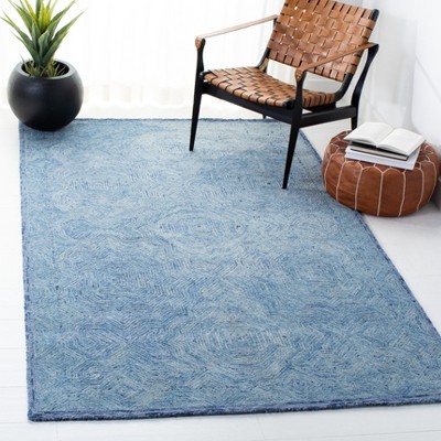 Blue Hand-Tufted Wool 8' x 10' Rectangular Rug