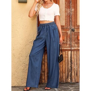 Women's High Waist Wide Leg Jeans Denim-Like Pants Loose Fit Trousers - 1 of 4