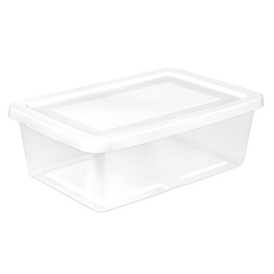 Sterilite Storage Box, 12 Quart Stackable Tote, Clear Plastic Container with Secure Snapping Lids for Home and Office Organization, White, 45 Pack