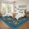 Vintage Floral Area Rug - Soft Non-Slip Low Pile Stain Resistant Carpet Large Retro Accent Throw Rug for Living Room Bedroom Dining Room - 3 of 4