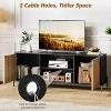 GustoWave 65" Media Console Cabinet, Rattan TV Stand with 2 Doors & Open Shelves for 60-75 Inch TVs - 3 of 4