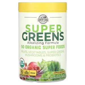 Country Farms Super Greens, Alkalizing Formula, Apple Banana, 10.6 oz (300 g) - 1 of 3