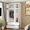 Hitow White Armoire Modern Minimalist Wardrobe Set Lines Pattern Gold Accessories - 2 of 4