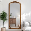 Lirago Arch Solid Wood Mirror Ornate Mirror Wall Mirror Retro Mirror with Carved Frame 69x30 Gold - 3 of 4