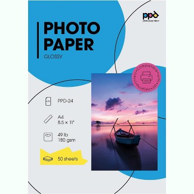 PPD Glossy Photo Paper 8.5x11" 50 sheets 180 gsm for Inkjet Printers