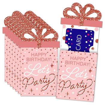 Big Dot of Happiness Pink Rose Gold Birthday - Happy Birthday Party Money and Gift Card Sleeves - Nifty Gifty Card Holders - Set of 8