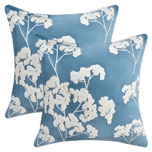 REGALWOVEN Velvet Soft Decorative Plum Blossom Embroidery Pillowcases 2 Pcs - 1 of 4