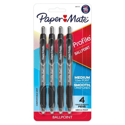 Paper Mate Profile 4pk Ballpoint Pens 1.0mm Medium Tip Black