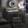 HDZNVF White Vanity Desk with 360¡ãRotated Mirror with Storage Chair and Side Cabinet - 4 of 4