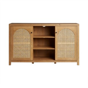 TiramisuBest Classic Fretwork Glass-Door Sideboard with Detailed Design, Elegant Storage Cabinet for Living Room, Dining Room, Dark Teal - 1 of 4