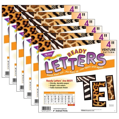 6pk 4" Venture Uppercase Ready Letters Animal Prints - TREND
